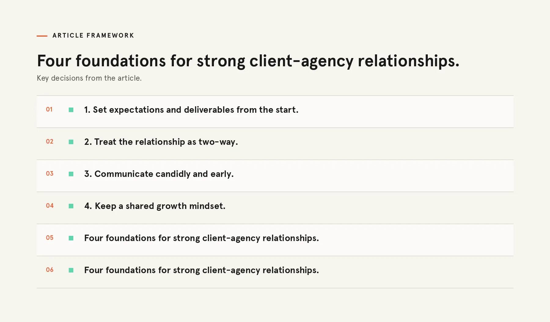 Diagram: agreed client-agency objectives, deliverables and records.