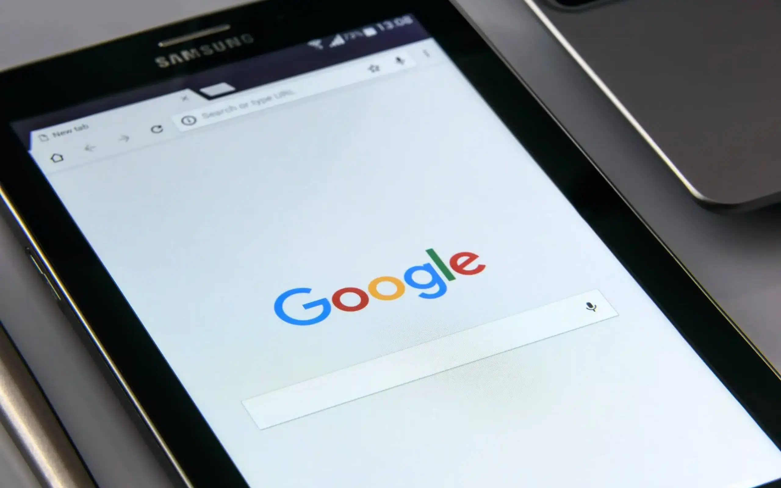 Google search open on a tablet.