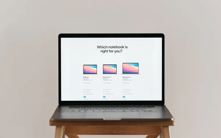 Laptop showing a product comparison page.