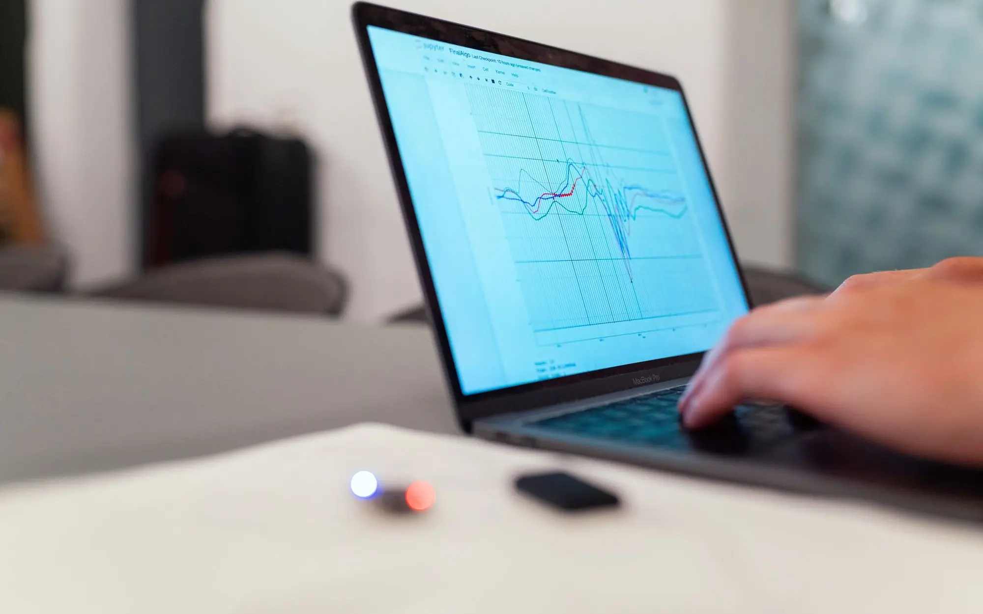 Graph on a laptop screen.