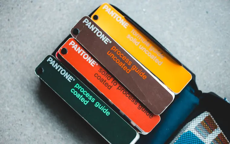 Pantone colour swatch books in a box.