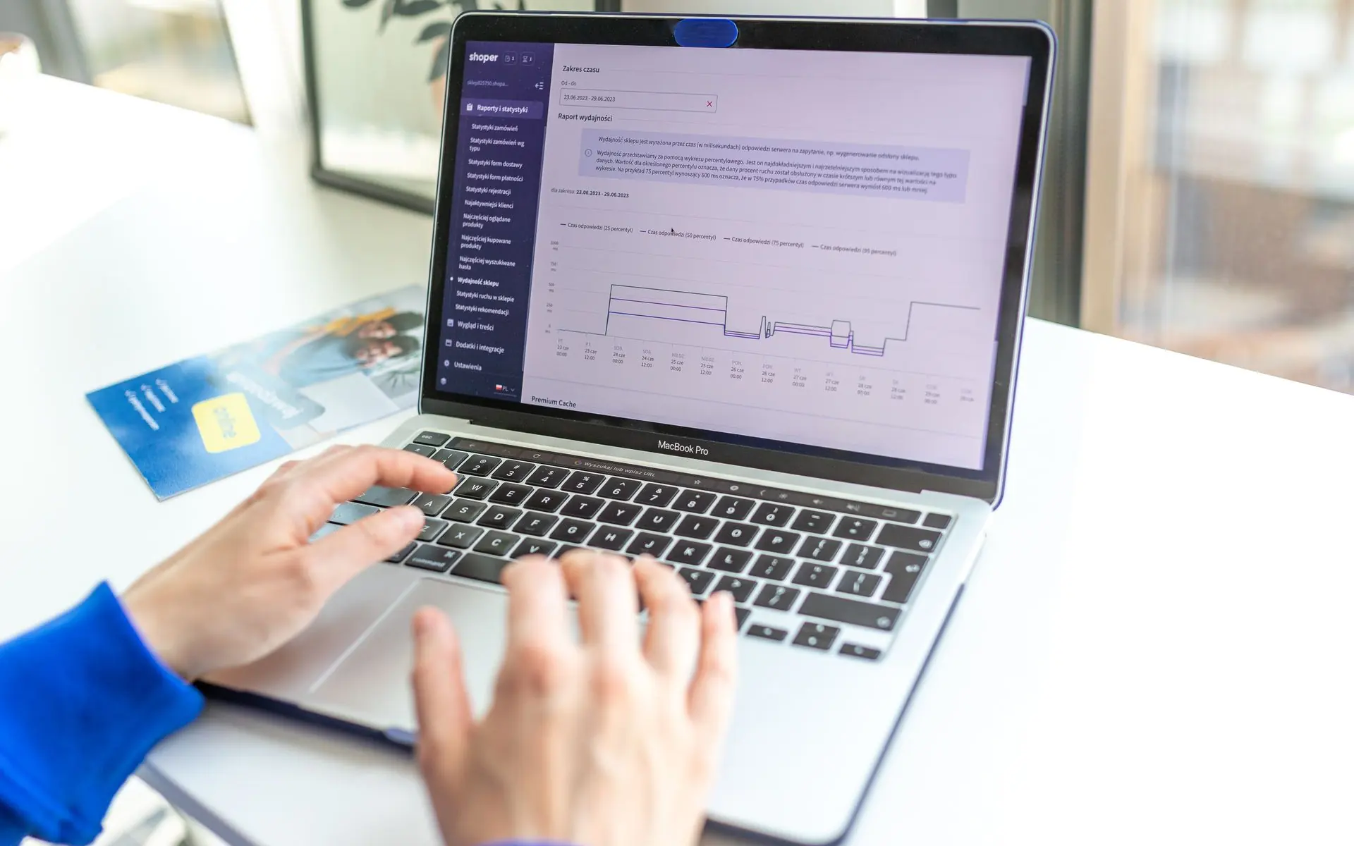Laptop showing an eCommerce analytics dashboard.