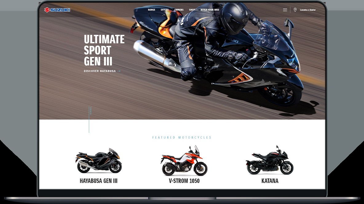 Suzuki laptop website display.
