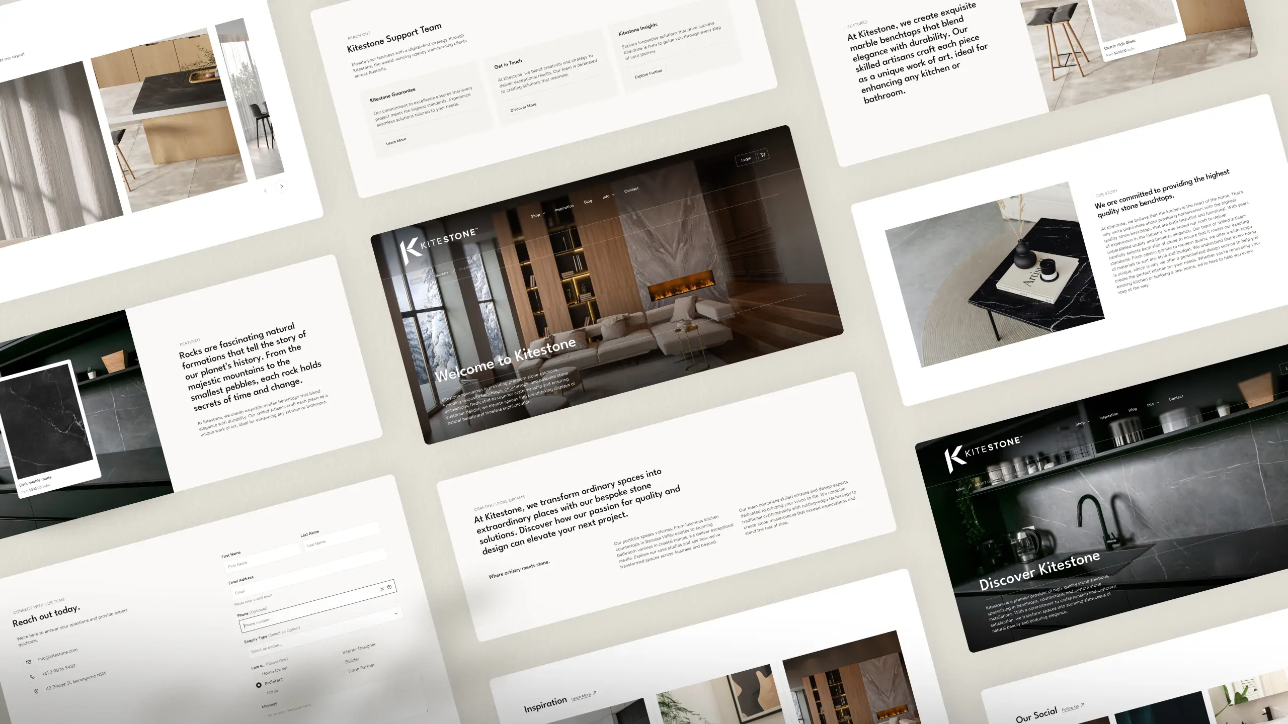 Kitestone website pages design showcase.
