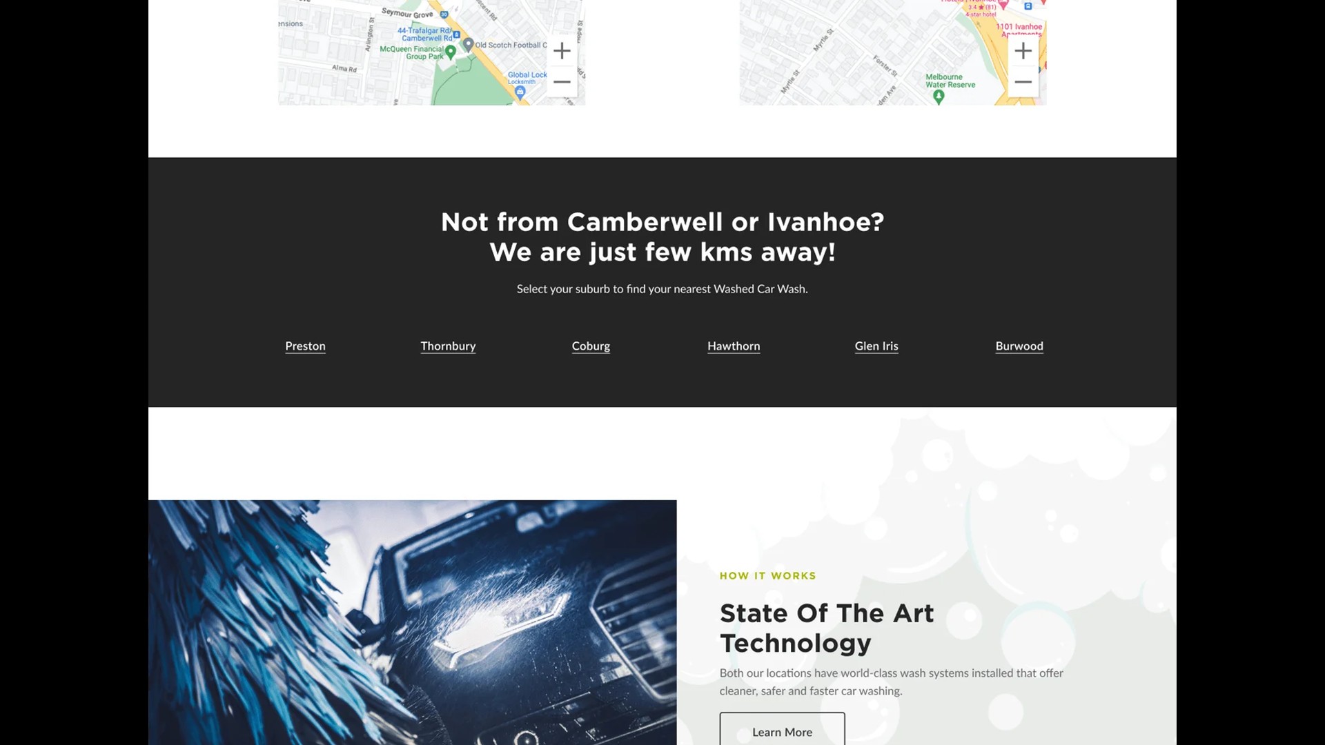 Washed website location services for car-wash facilities.