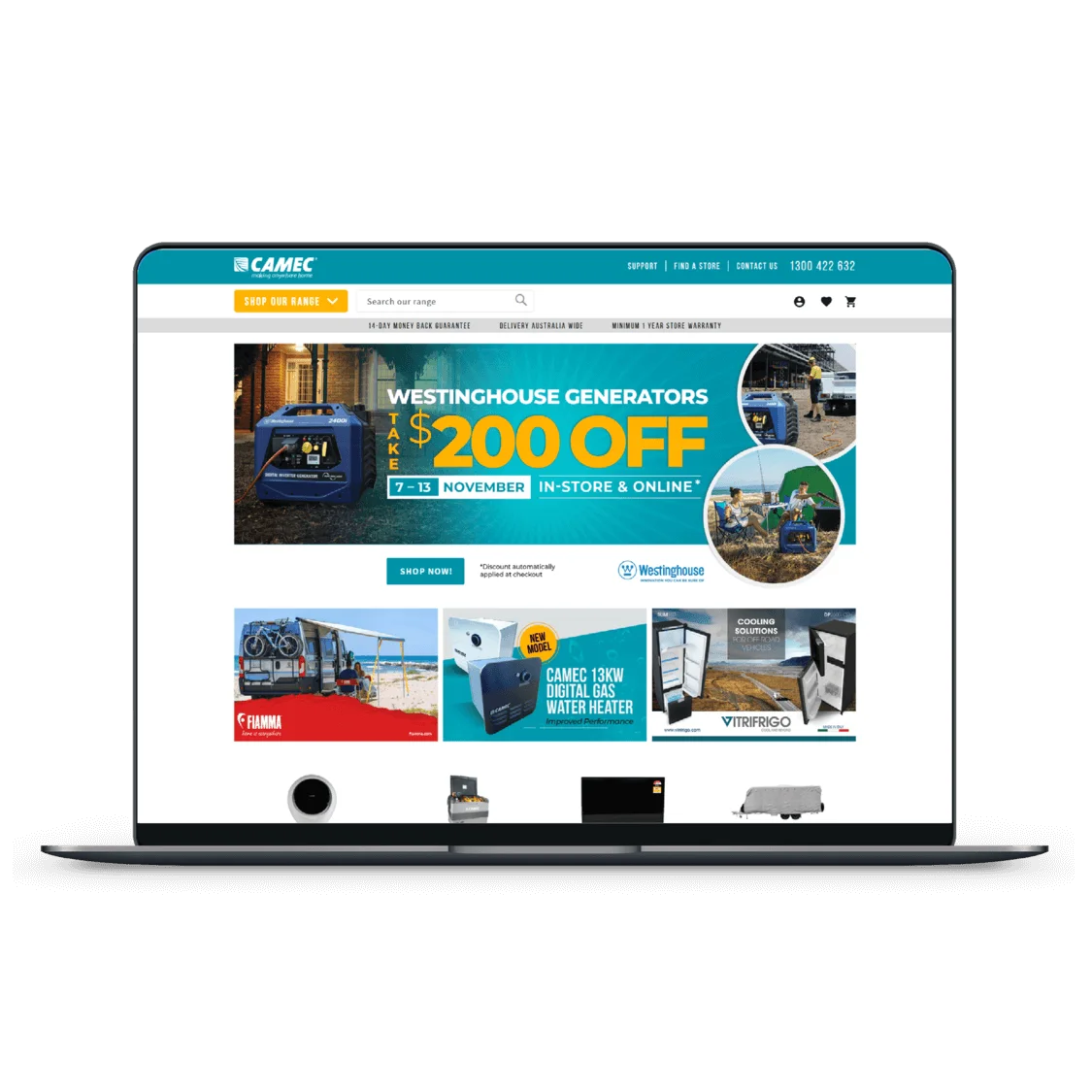 Camec Website Design on Laptop.
