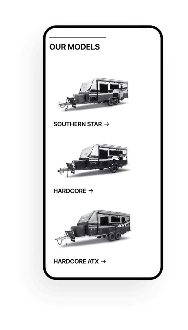 Titanium Caravans website mobile view.