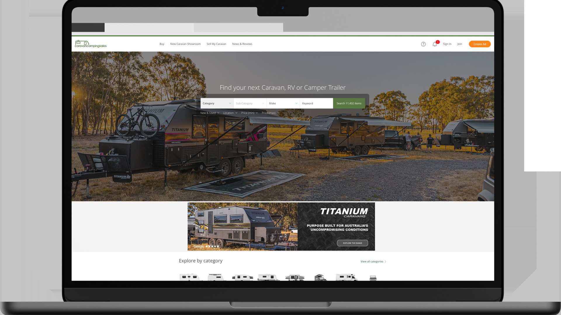 Titanium Caravans Google advertising creative.