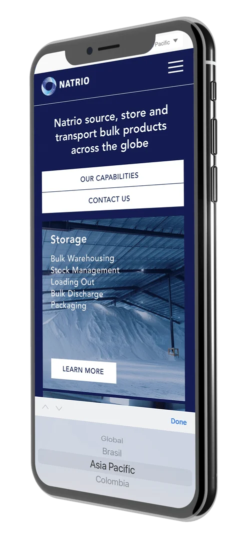 Natrio mobile website design preview.
