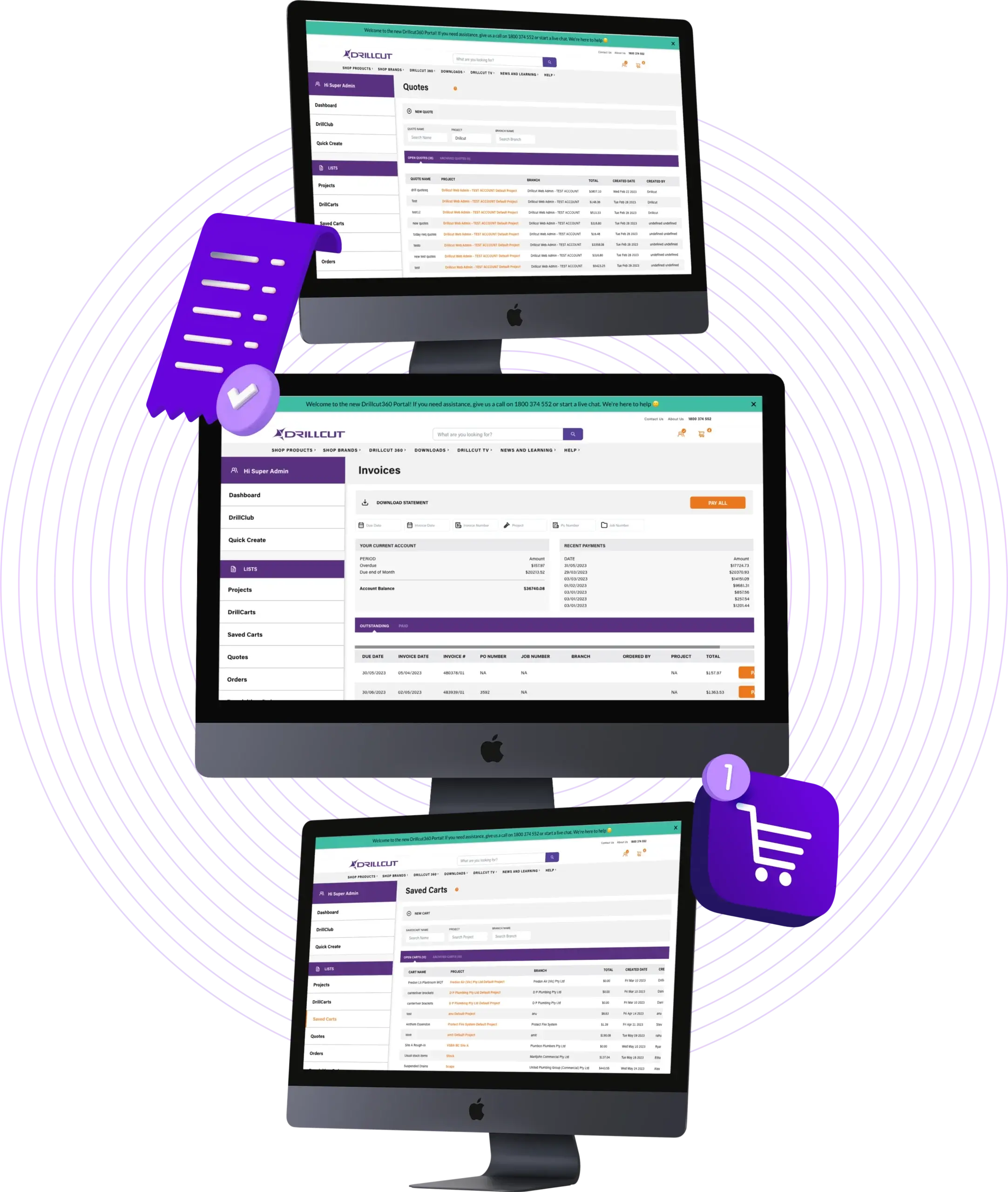 Drillcut B2B eCommerce website on a desktop screen.