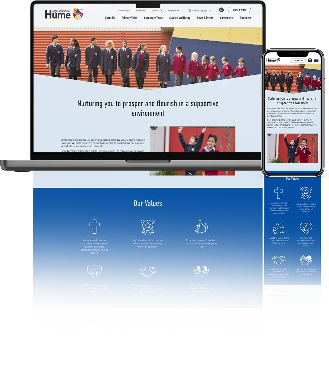 Hume Grammar school website development on MacBook 1.