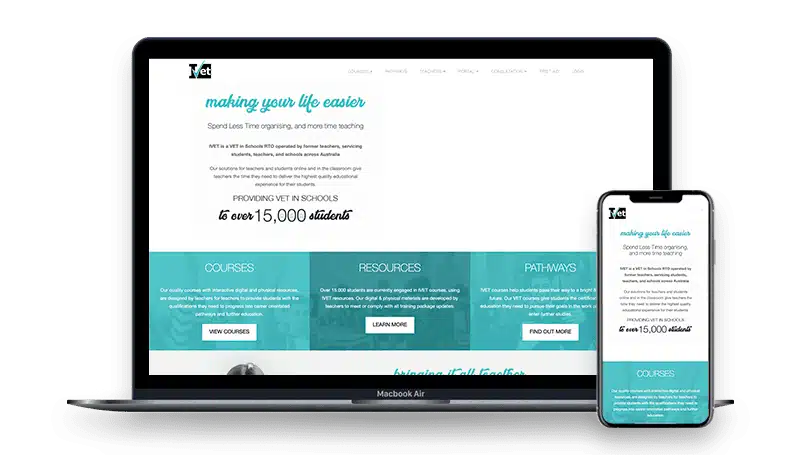 IVET website design mockup on desktop and mobile.