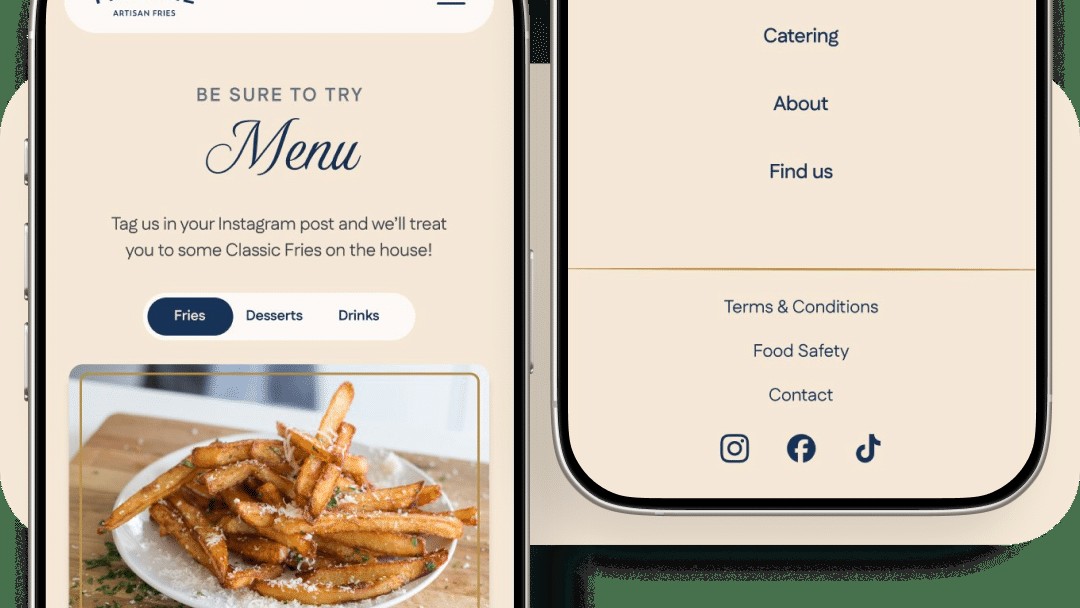 Fast food restaurant mobile website design.
