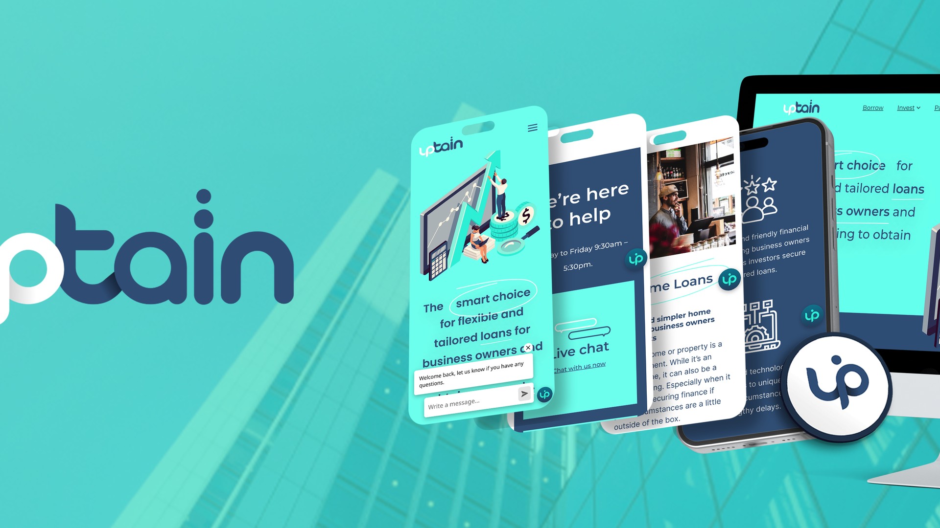 Uptain website design.