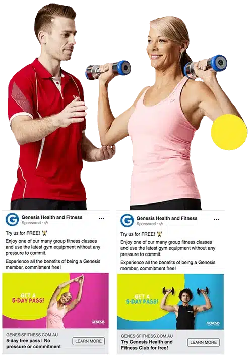 Genesis Health and fitness social media advertising campaign.