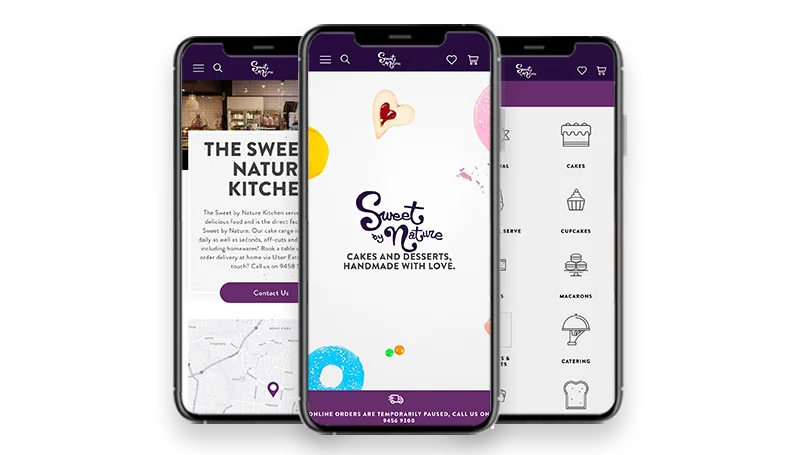 Sweet by Nature mobile website design mockup.