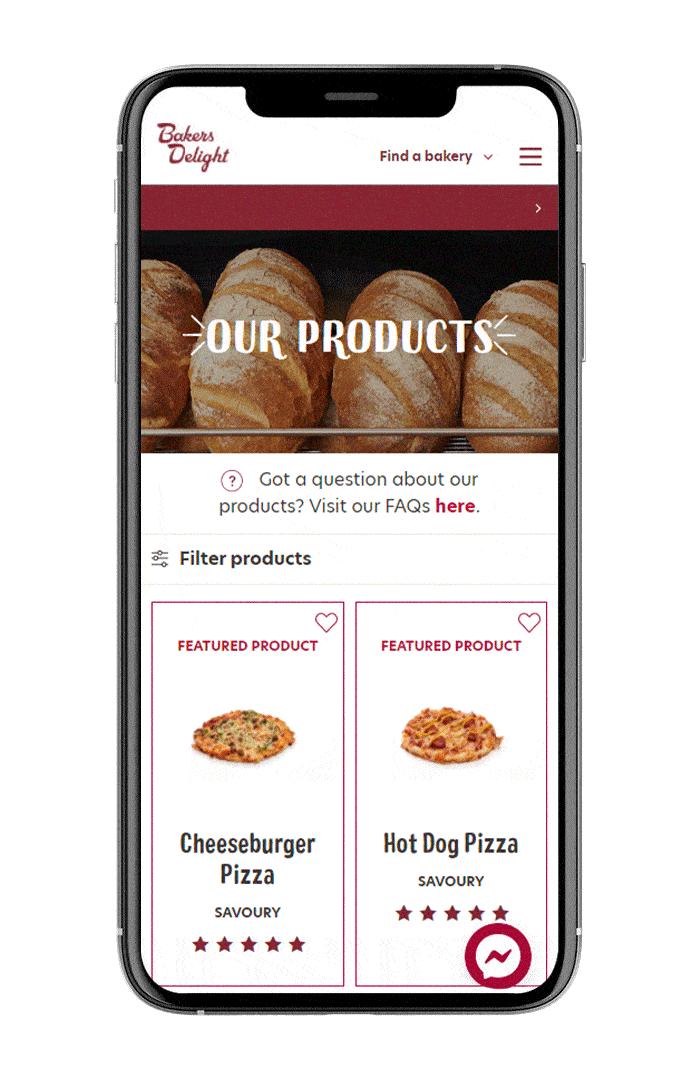 Bakers Delight new mobile website design animation.