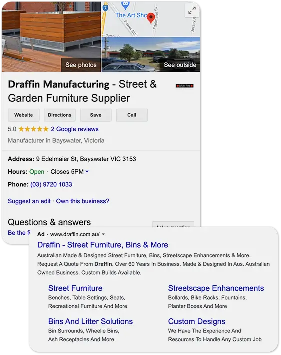Draffin manufacturing Google advertising.