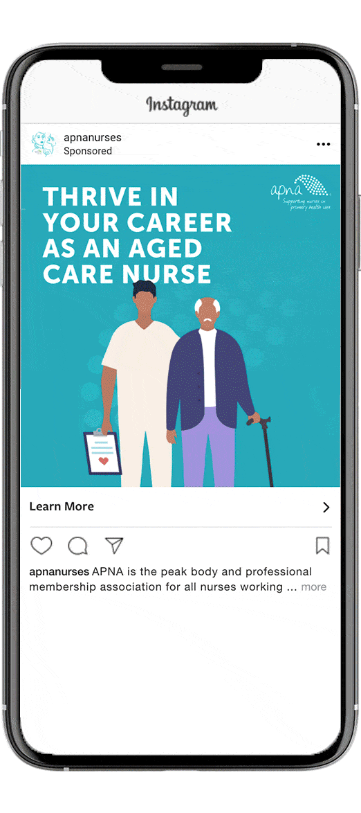 APNA instagram advertising mobile view.