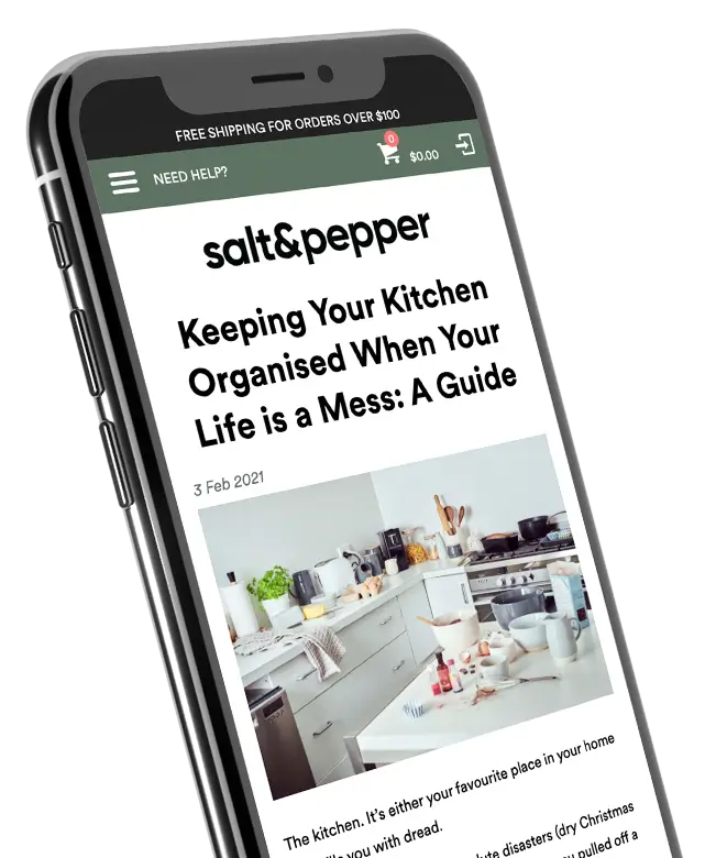 Salt & Pepper salt pepper mobile website mockup.