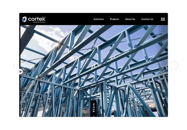 Cortek website design shown before and after redevelopment.