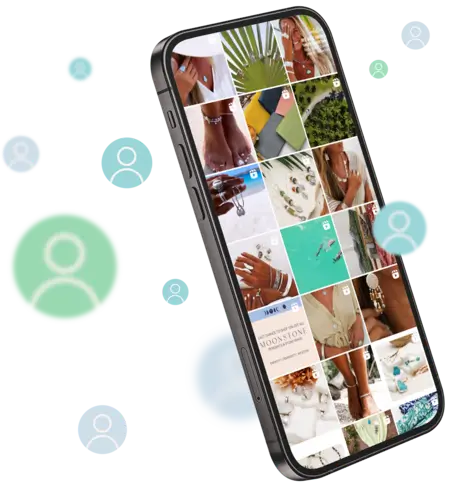 Embella jewellery Instagram feed on a phone.