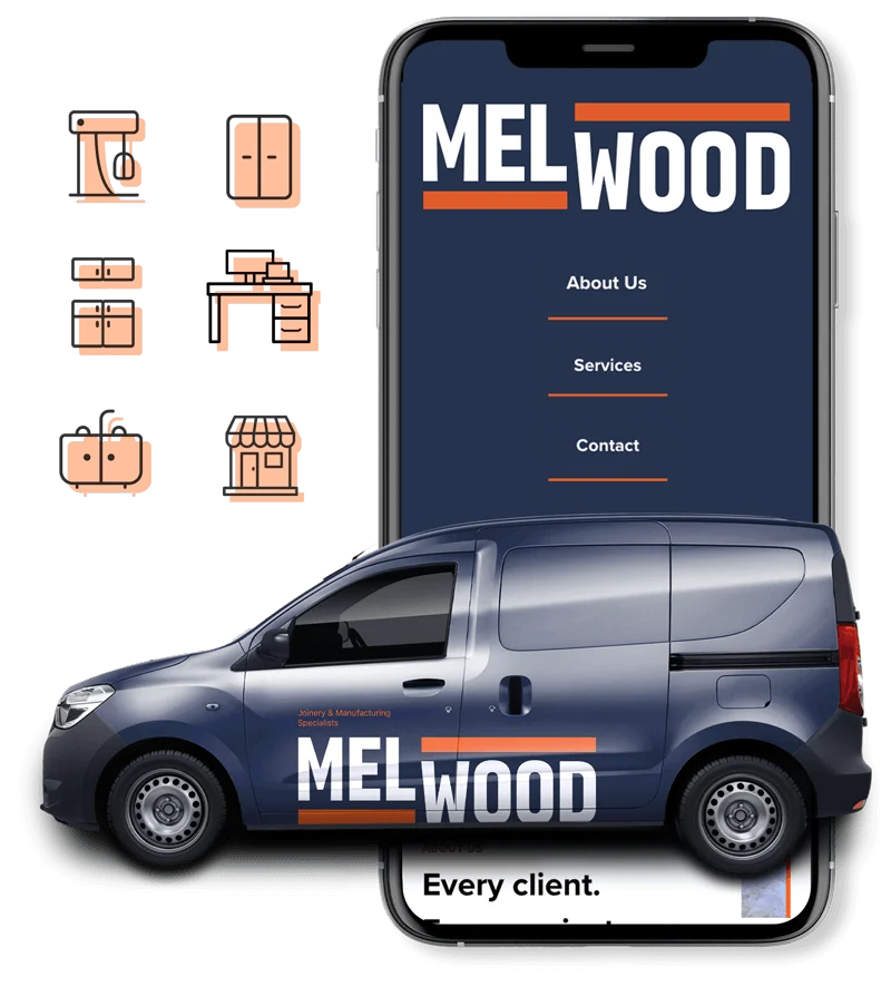 Melwood brand mockup.