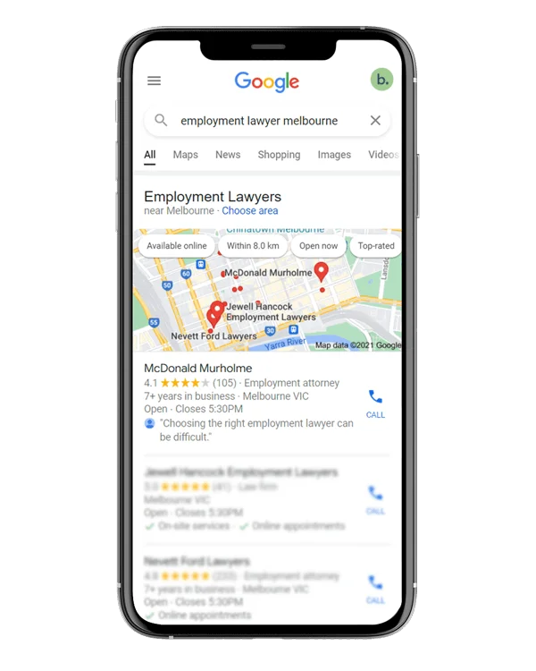McDonald Murholme employment lawyers google search engine results.