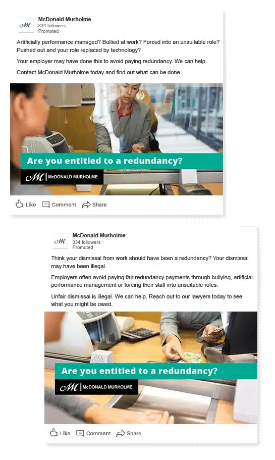 McDonald Murholme LinkedIn advertising strategy.