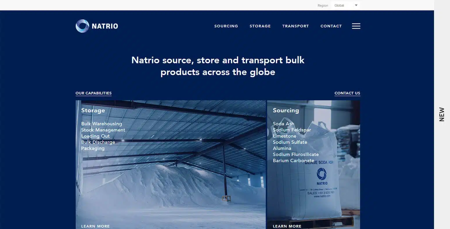 Natrio new logistics manufacturer website design natrio.