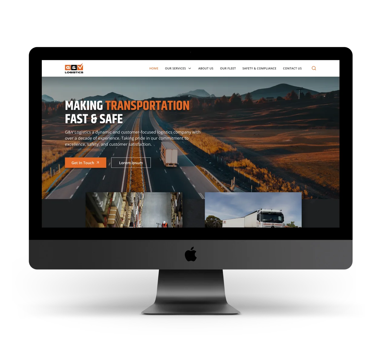 G&V Logistics Website on Computer.