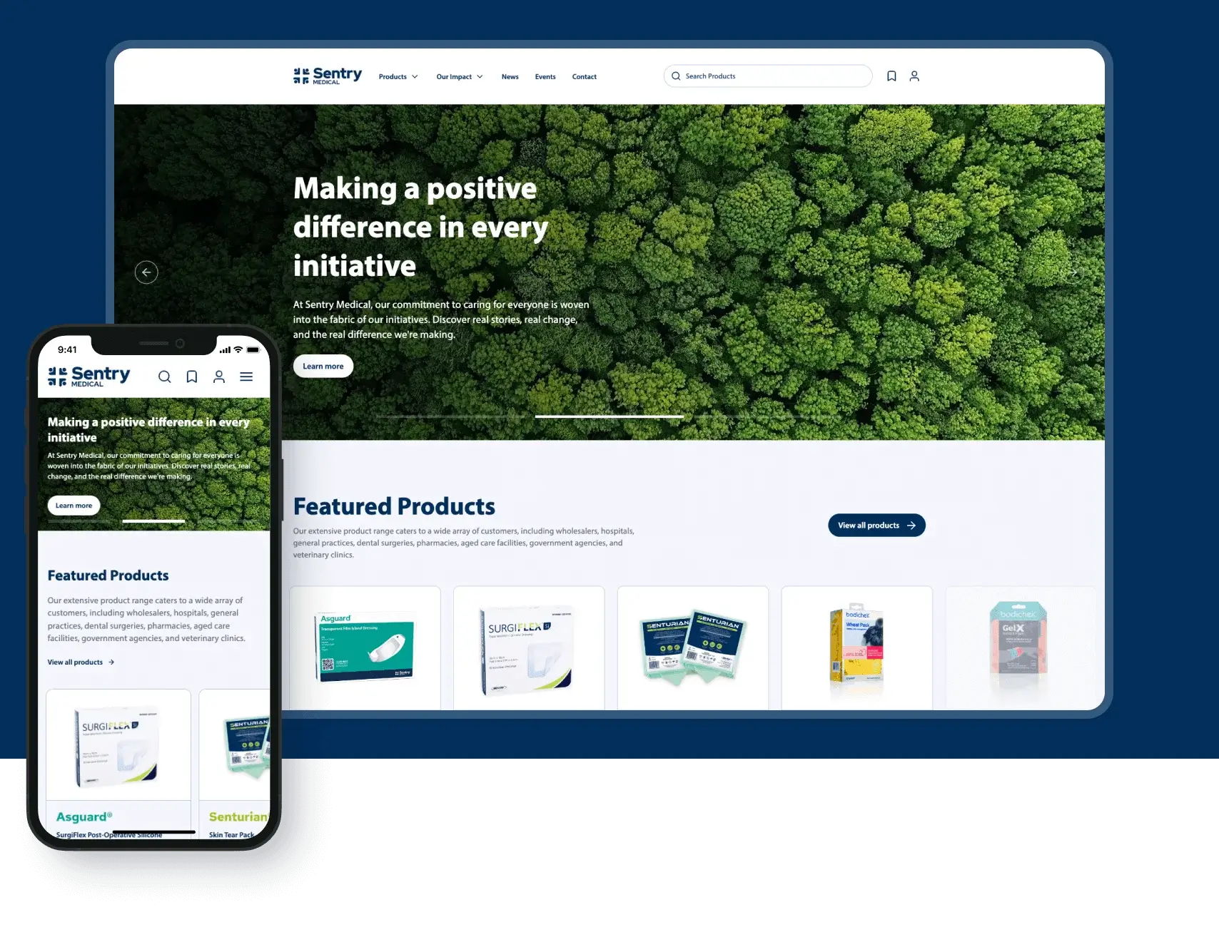 Sentry Medical customised website desktop mobile mockup.