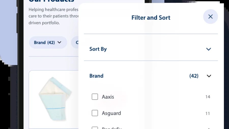 Sentry Medical product category filter.