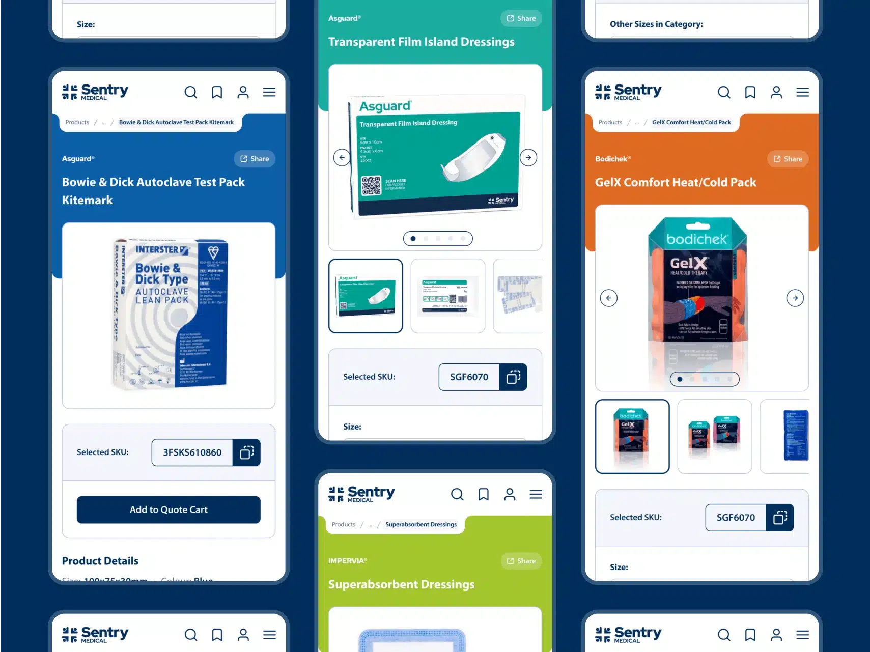 Sentry Medical digital transformation product pages.