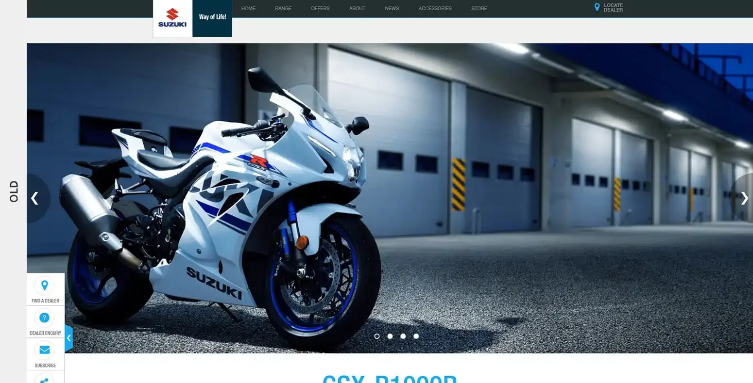 Suzuki old website design comparison.