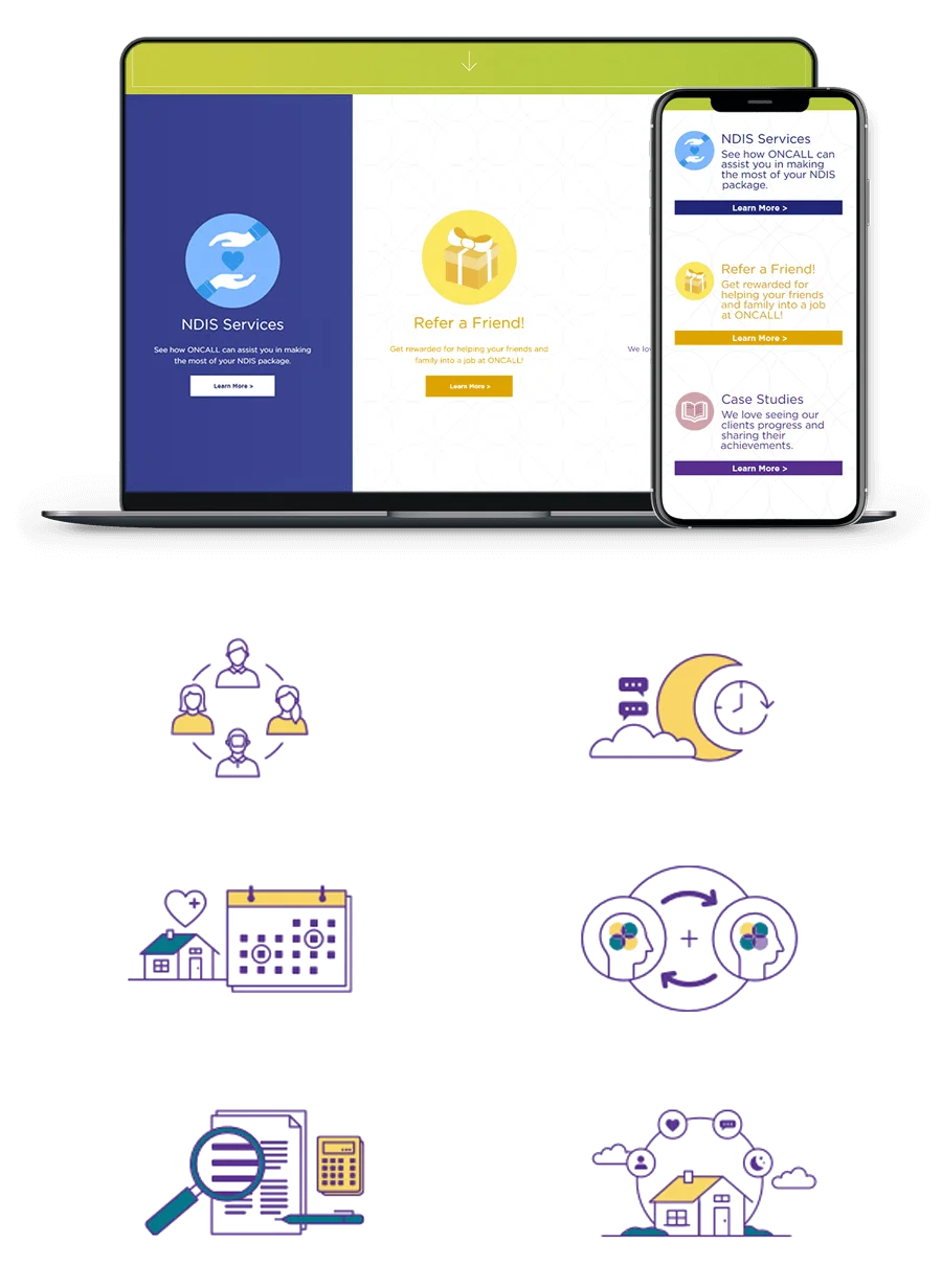 OnCall website development shown across devices.