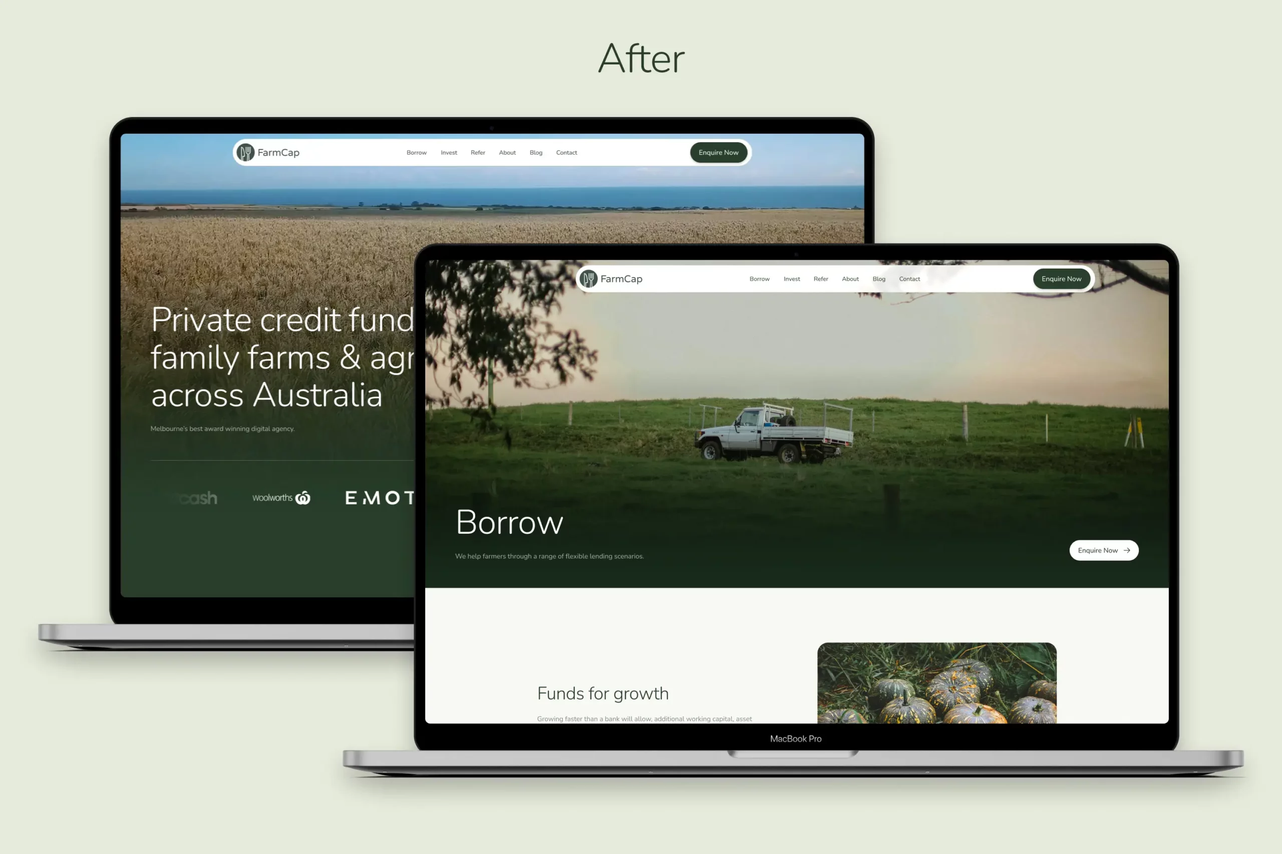 FarmCap website after redesign.