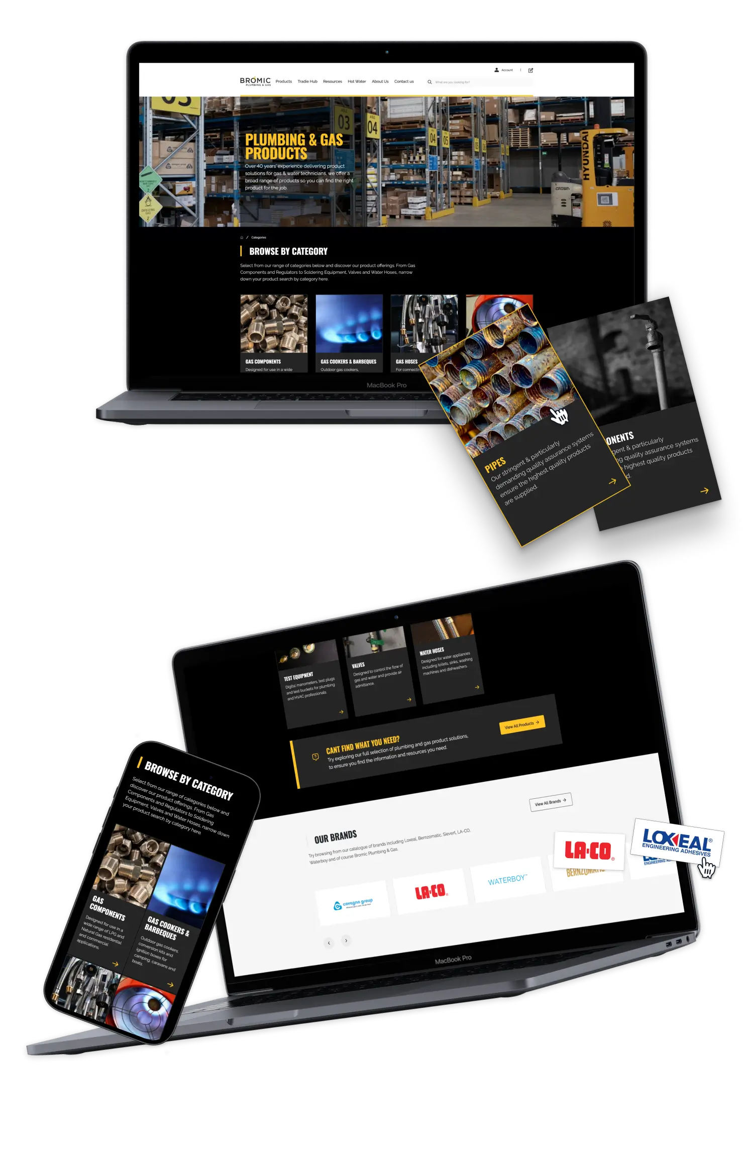 Bromic Plumbing & Gas website interface features.