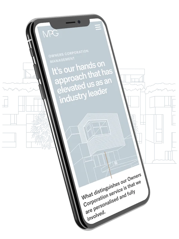 Meadows Property Group website on mobile display.