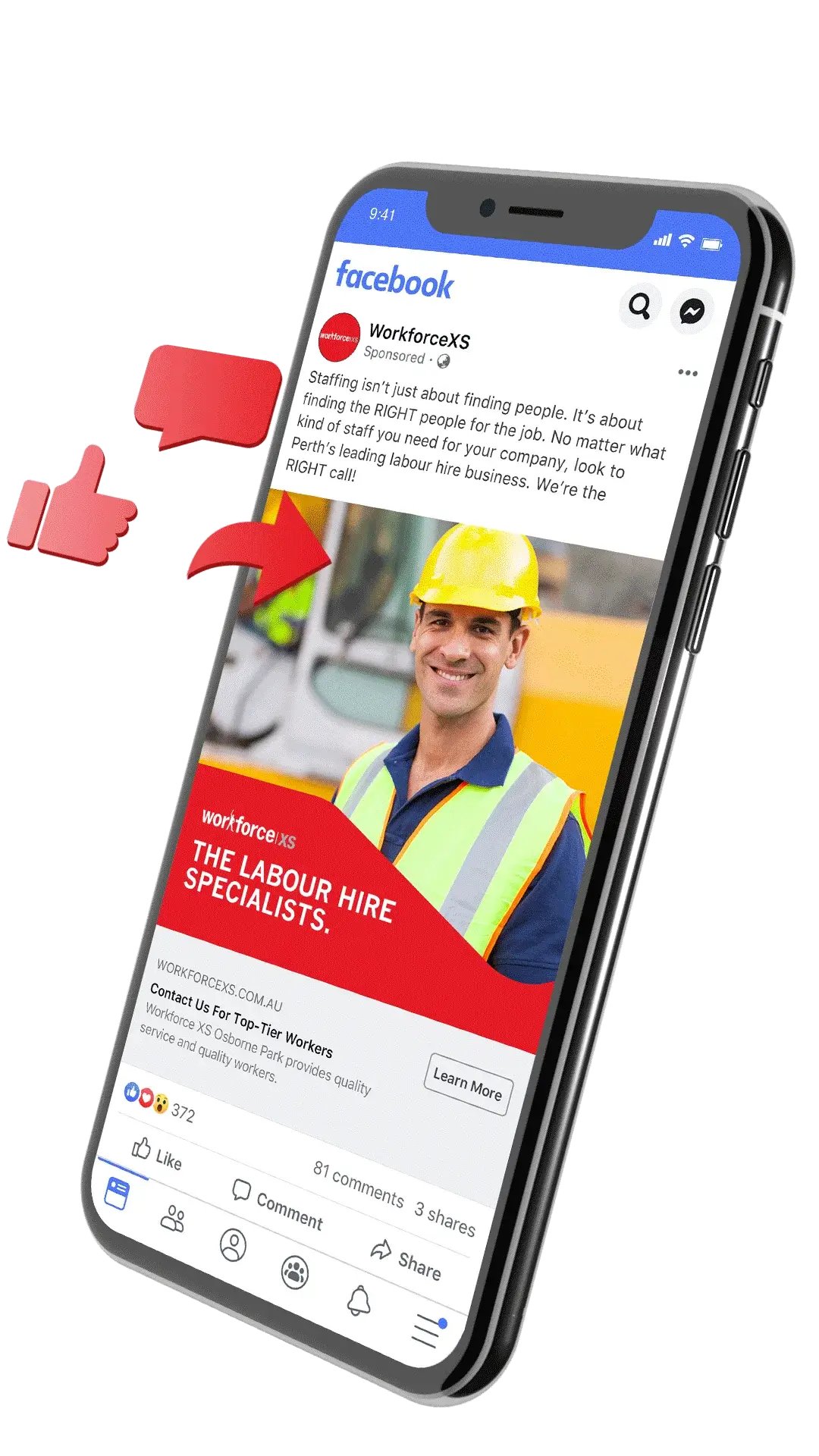 WorkforceXS facebook advertising campaign.