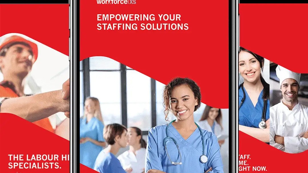 WorkforceXS social media advertising design mock-up.