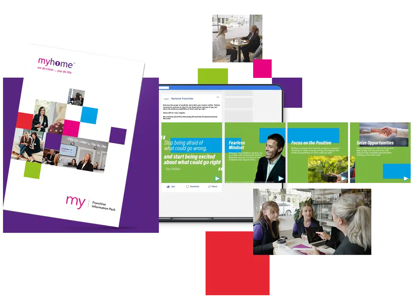 A collection of MyHome images and digital collateral.