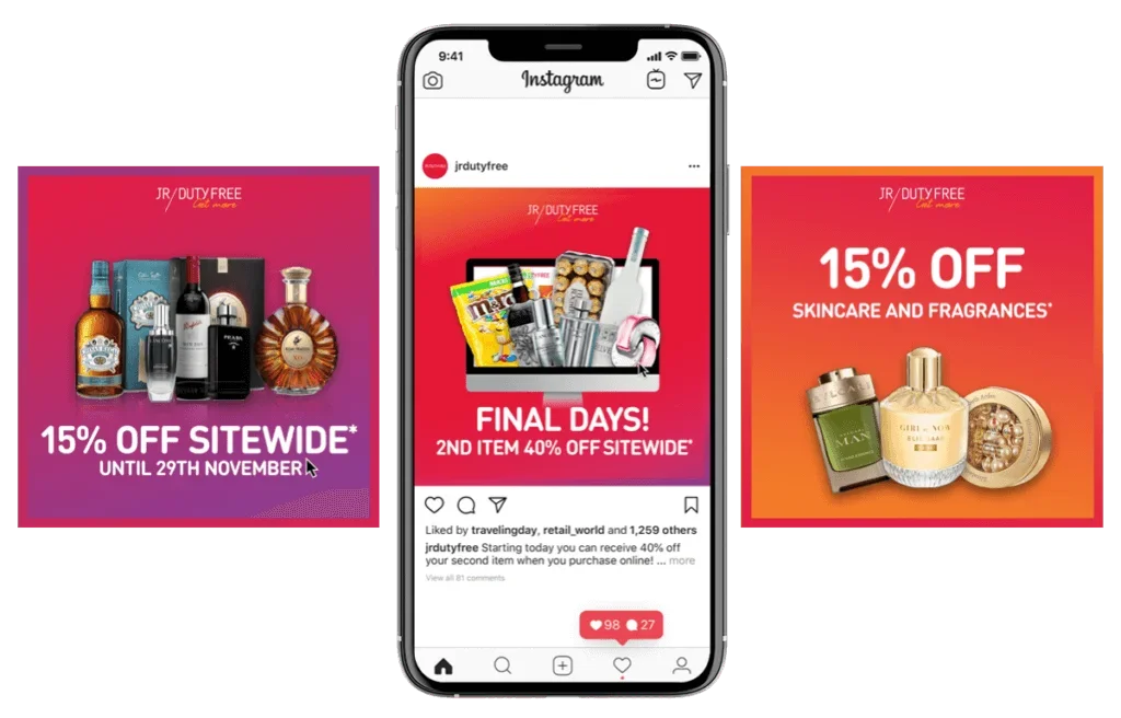 JR / Duty Free jr dutyfree australia instagram discount advertising.