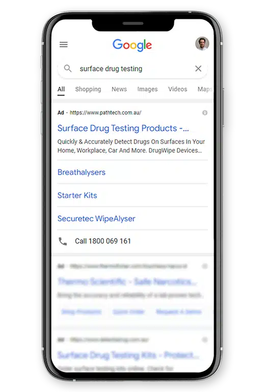Pathtech surface drug testing google search results.