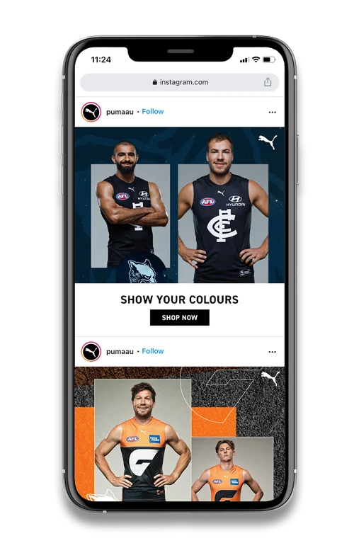 Puma Australia Instagram campaign feed.