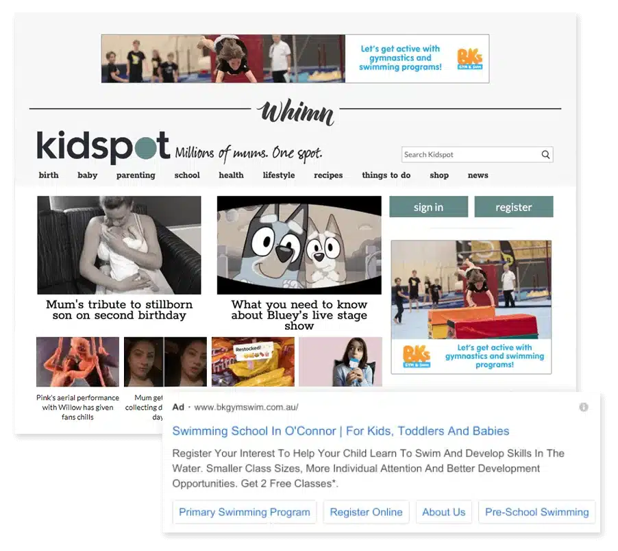 Belgravia Kids search advertising creative on Kidspot.