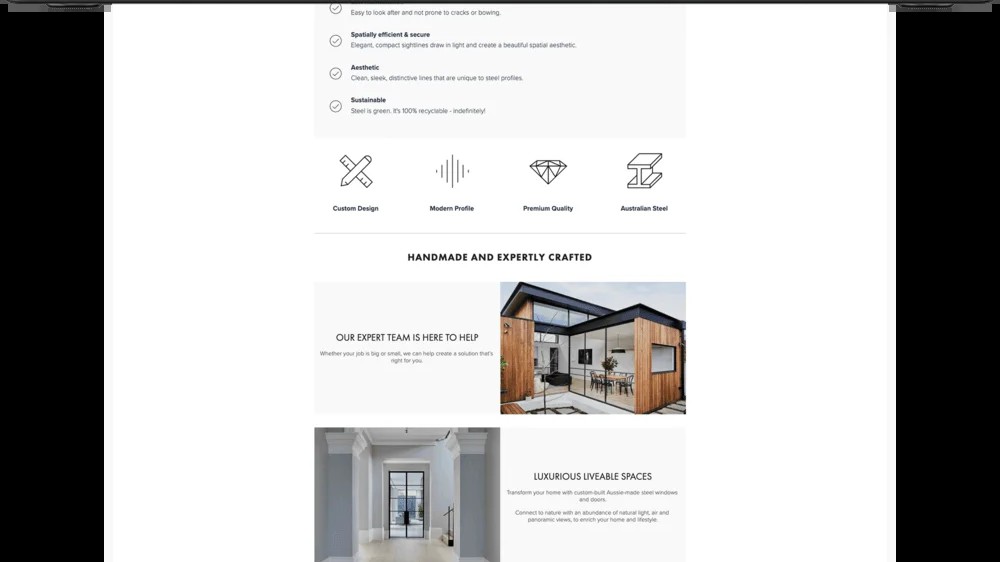 Steel Window Design website design mockup.