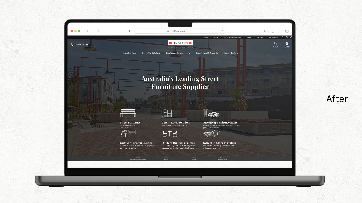 Draffin website redesign after view.