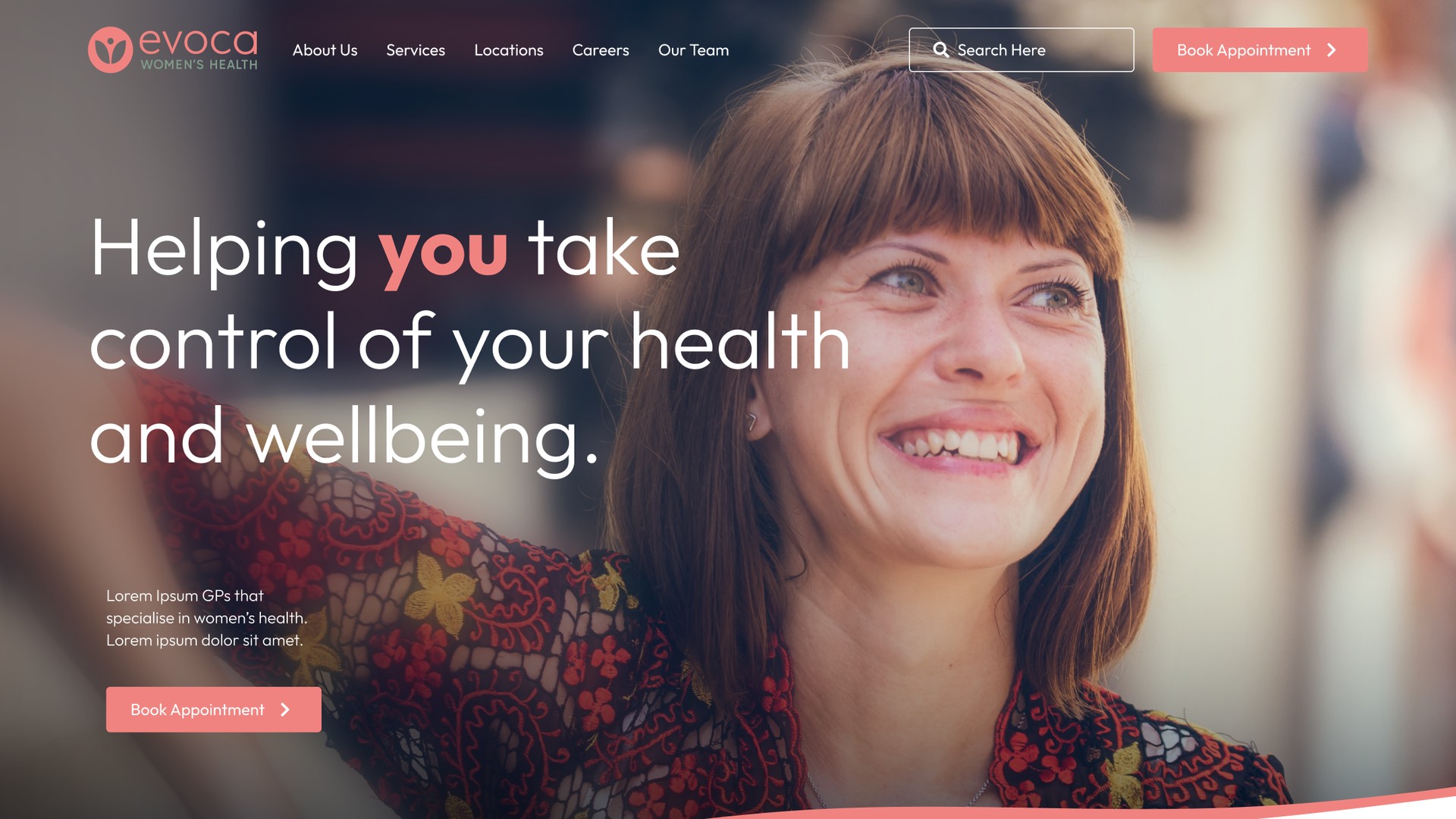 Evoca website landing page design.