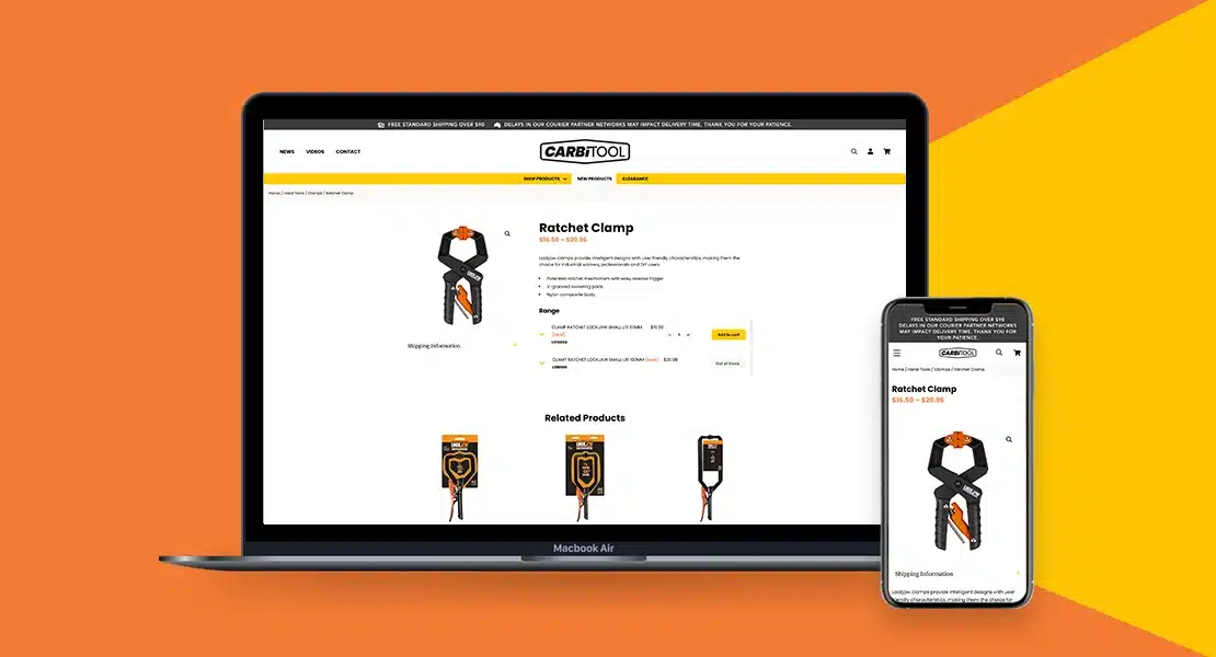 Carbitool website product page design.